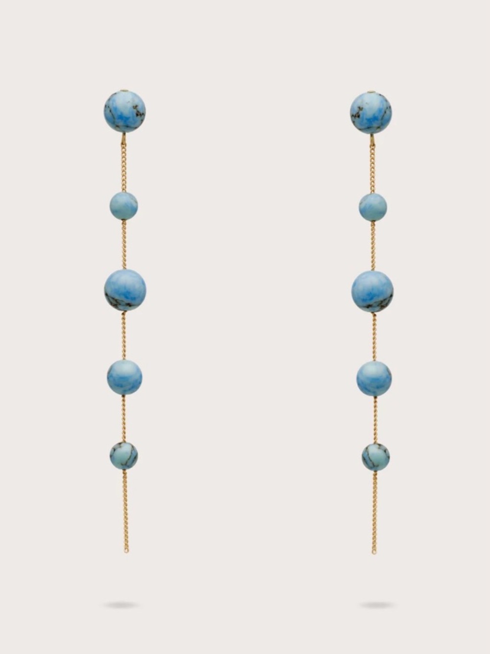 Cult Gaia Atum Gold Chain Drop Earrings with Blue Beads - Women Jewelry